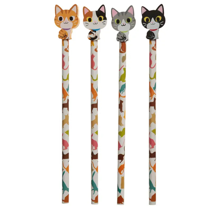 Bleistift mit Radiergummi Katze assortiert