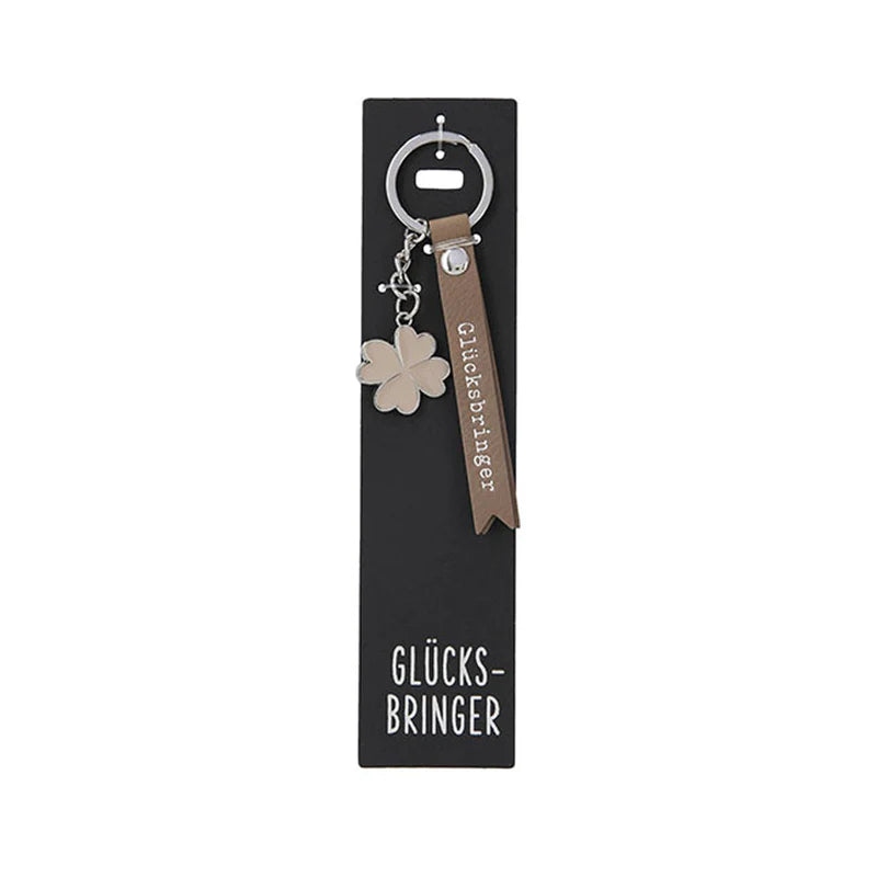 Schlüsselanhänger mit Lederband Kleeblatt - Glücksbringer