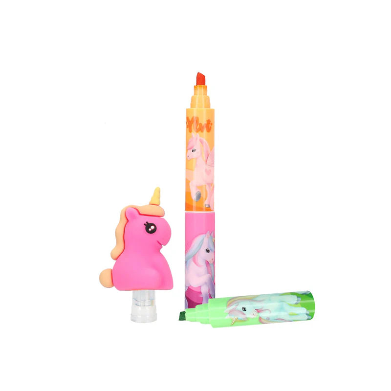Leuchtstift Textmarker mit Topper Einhorn assortiert