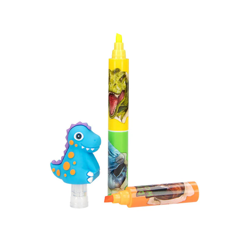 Leuchtstift Textmarker mit Topper Dino assortiert