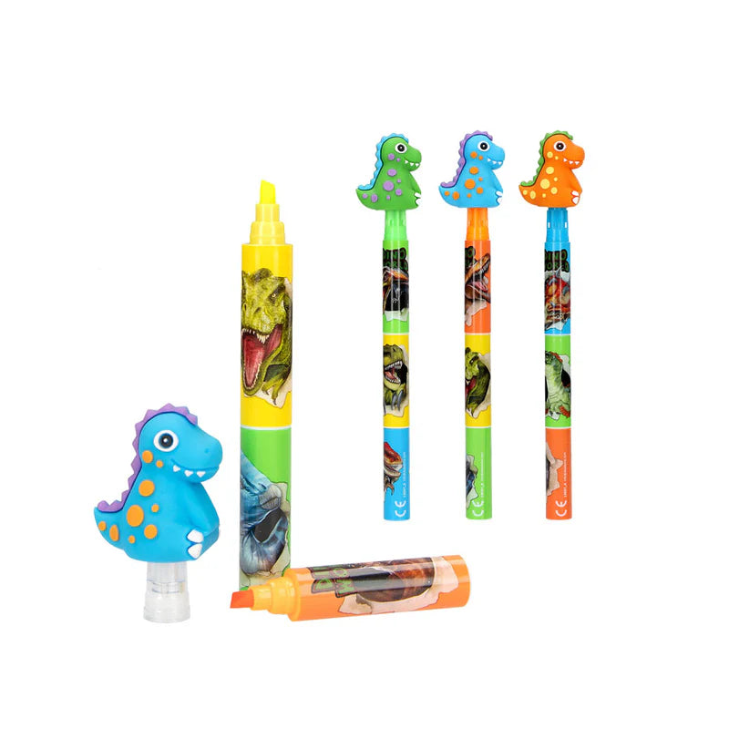Leuchtstift Textmarker mit Topper Dino assortiert