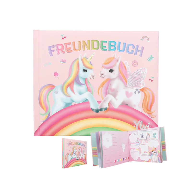 Freundebuch für Kinder Einhorn Regenbogen Pastell