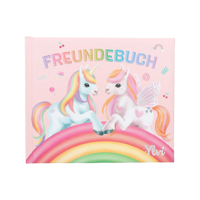 Freundebuch für Kinder Einhorn Regenbogen Pastell