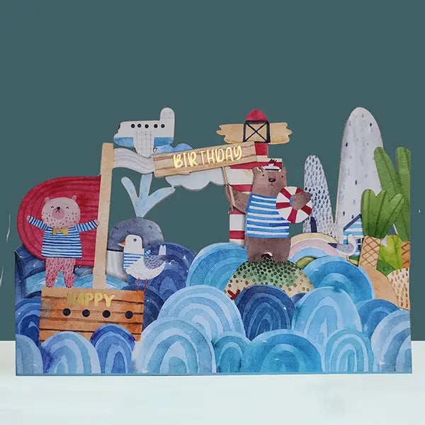Geburtstagskarte 3D Seefreunde