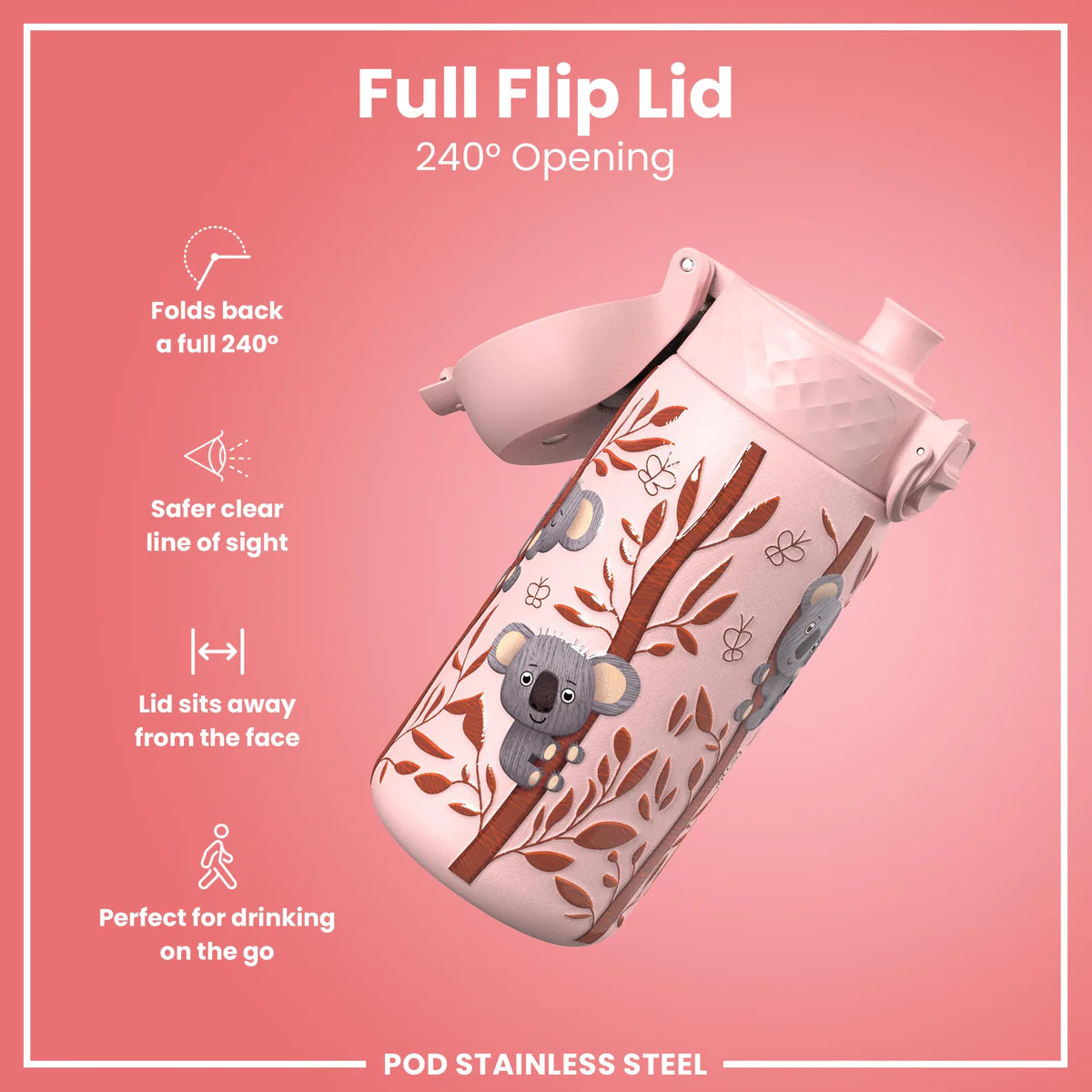 Kinder Thermosflasche Ion8 mit Motiv 350ml Koala