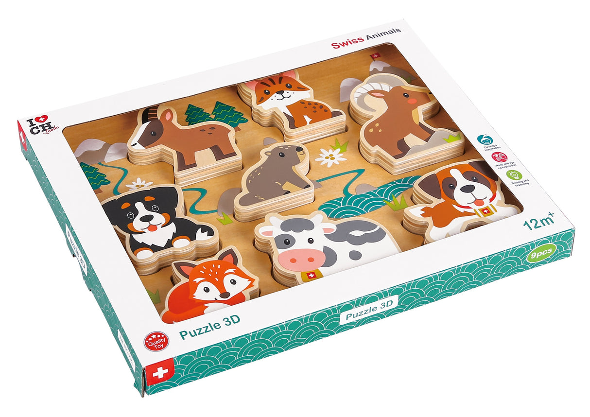 Spielba 3D-Puzzle Schweizer Tiere