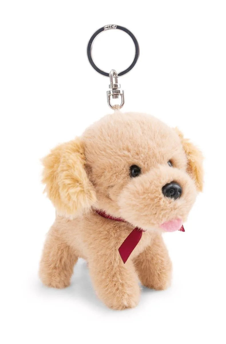 Schlüsselanhänger Plüsch Hund Beige mit Schlaufe