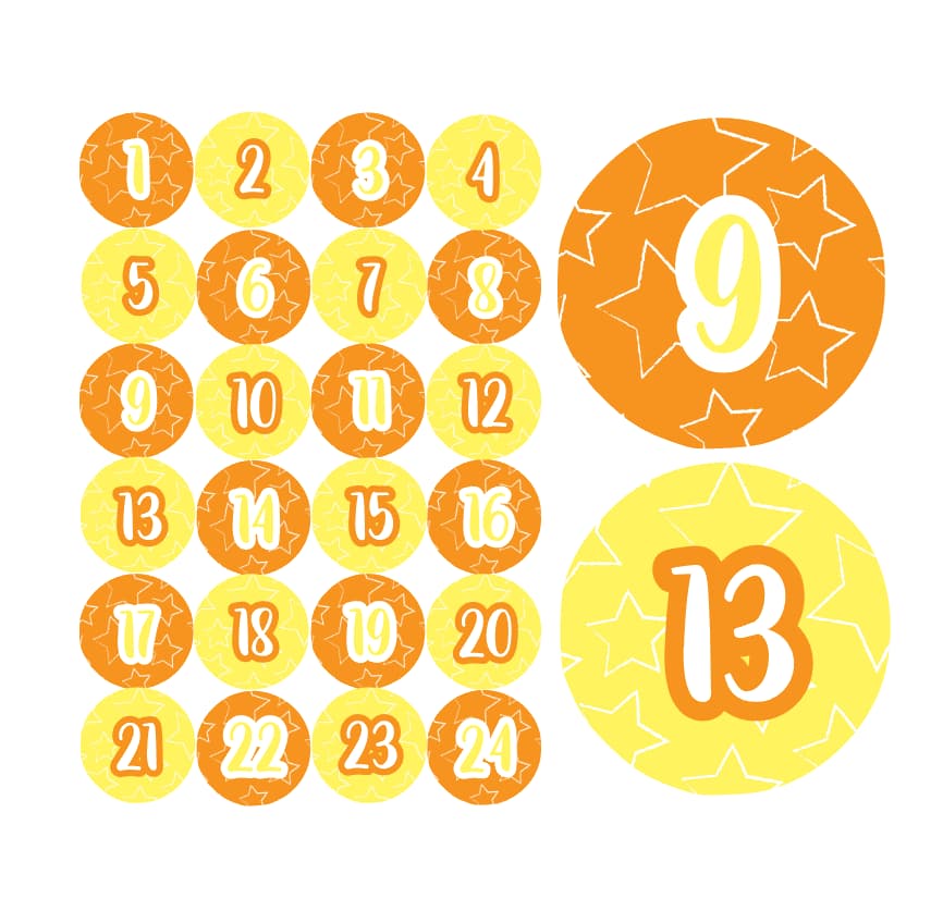 Adventskalender Zahlen Sticker Baurelia 41