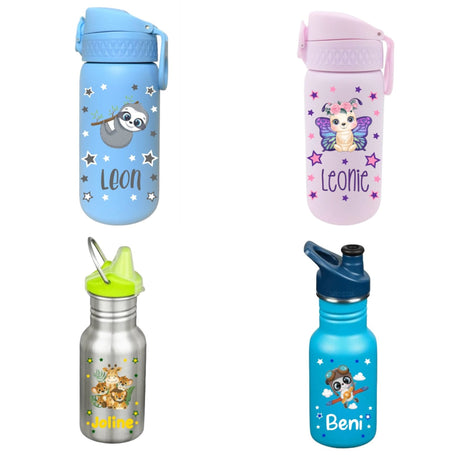 Nachhaltige Kinder Trinkflasche aus Edelstahl mit individuellem Namen.Personalisierbare Kinder Trinkflasche aus Edelstahl – ideal für Schule und Kindergarten