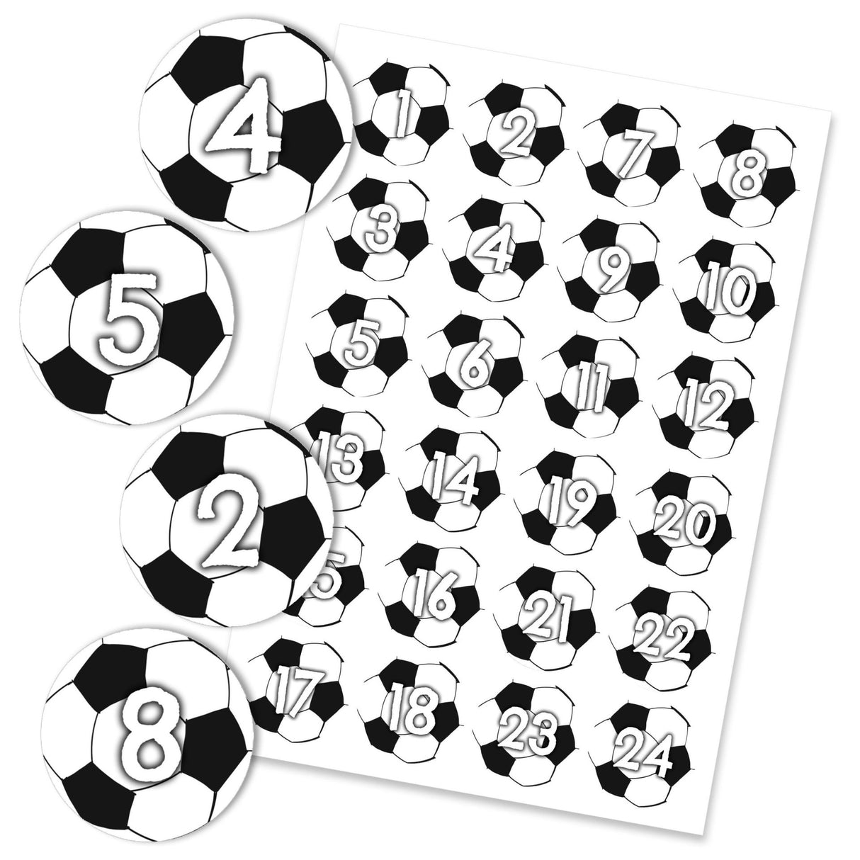 Adventszahlen für Adventskalender Fussball