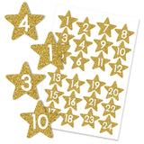 Adventskalender Zahlen Sticker Sternen Gold