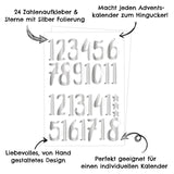 Adventszahlen für Adventskalender Silber Metallic