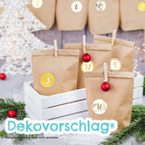 Adventskalender Zahlensticker Gold Weiss