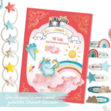 Haarspangen & Haargummies 48-teilig  – Regenbogen