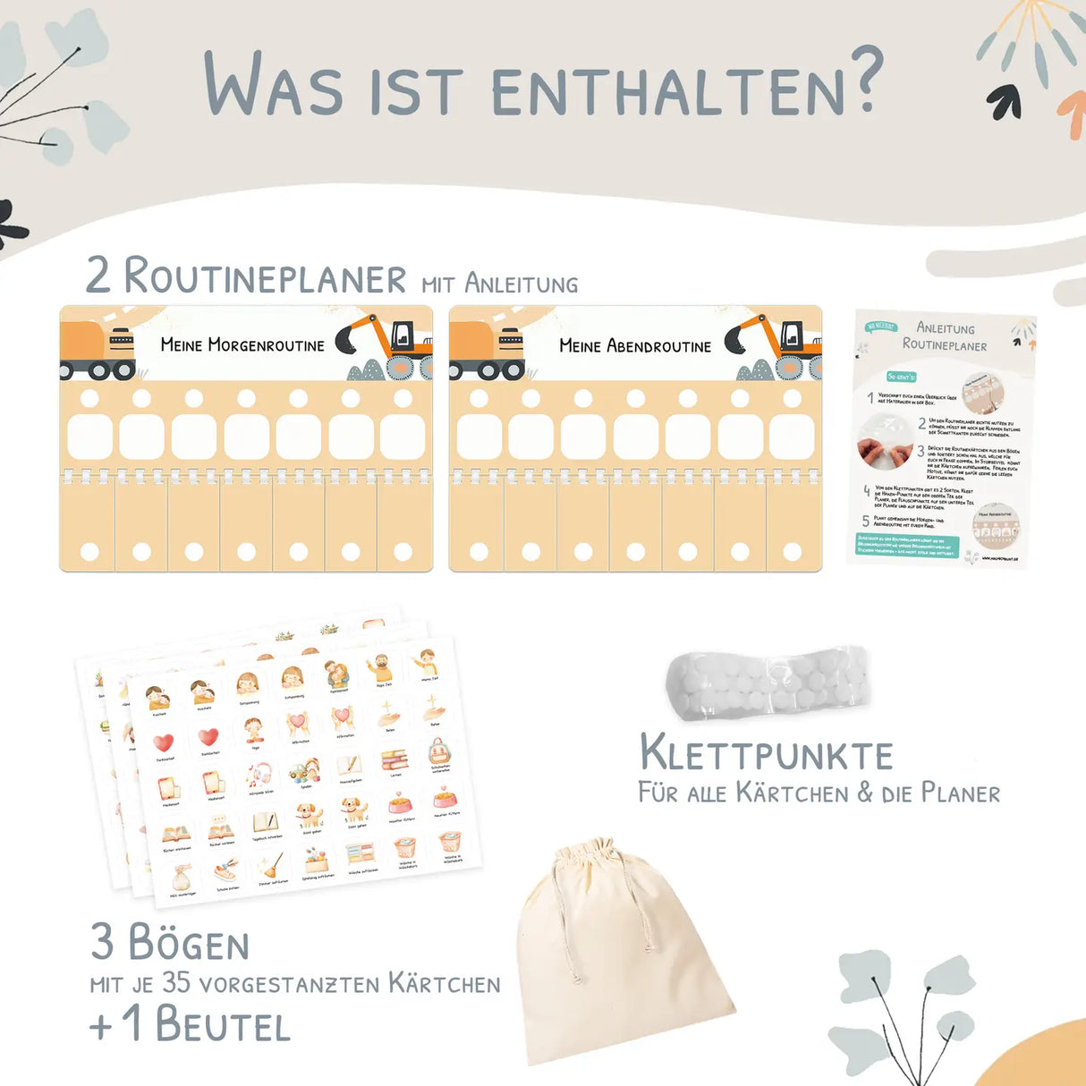 Routineplaner (Morgen & Abend) - Motiv Bagger