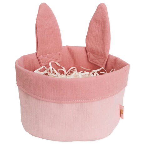 Osternest mit Hasenohren Musselin Rosa