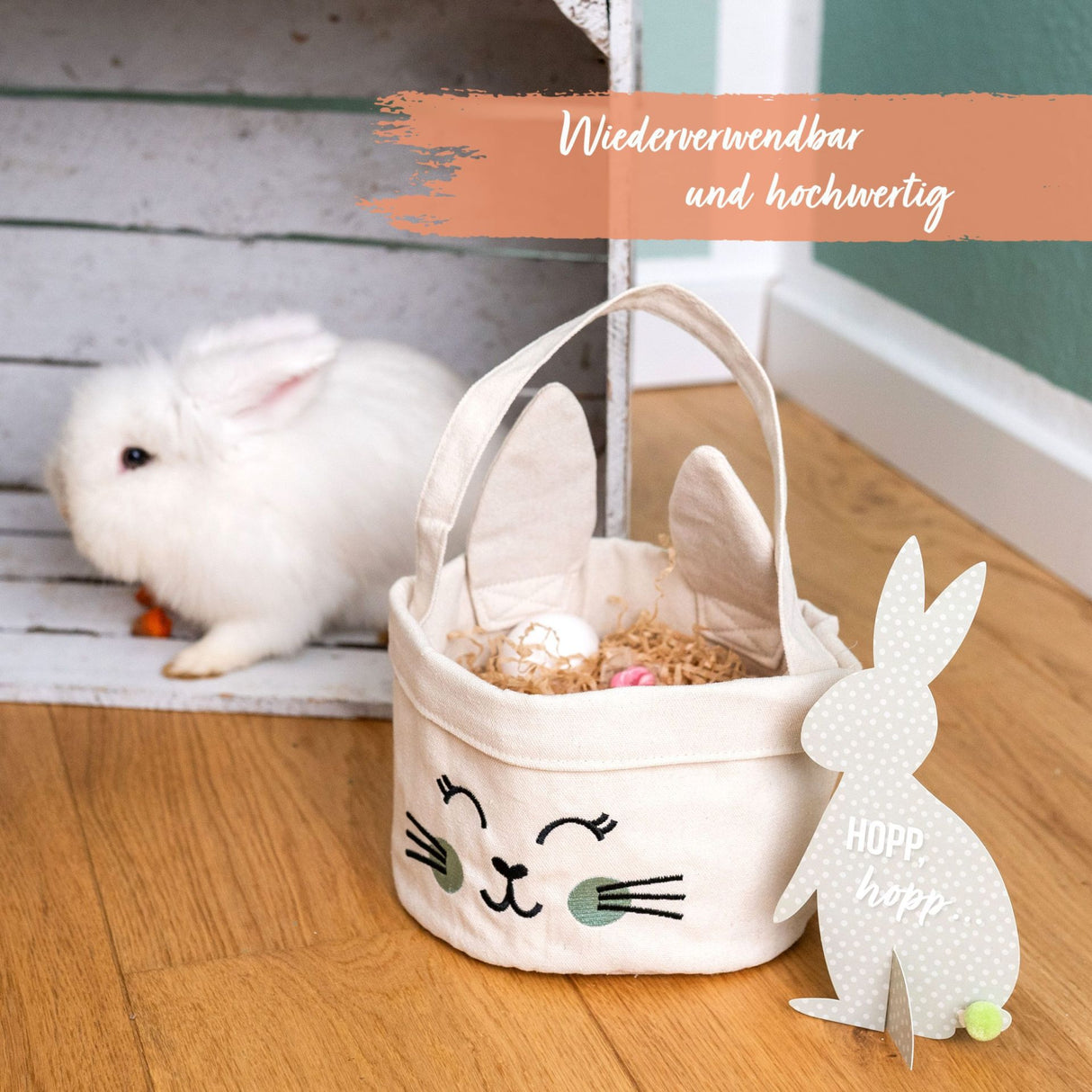 Osternest und Osterkorb Tasche Hase Mint