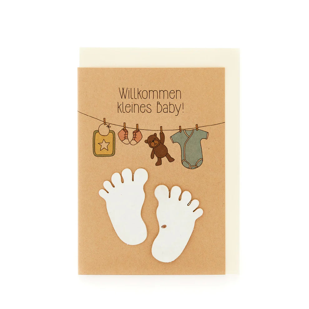 Saatsteckkarte Willkommen kleines Baby