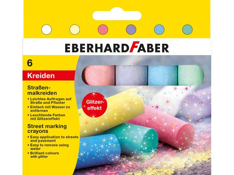 Strassenkreide Glitzer 6teilig