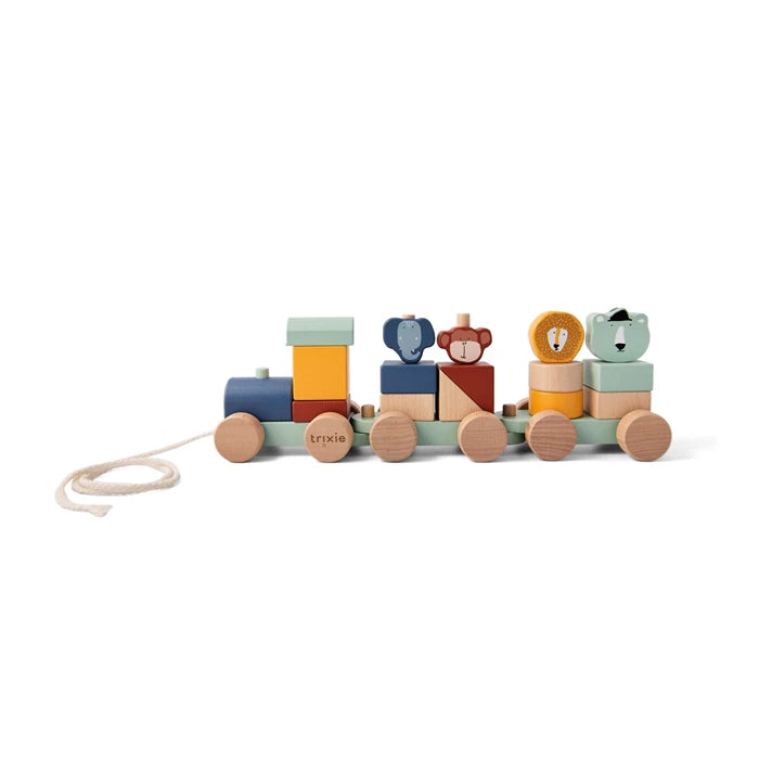 Holz Eisenbahn mit Steckformen Trixie Pastell