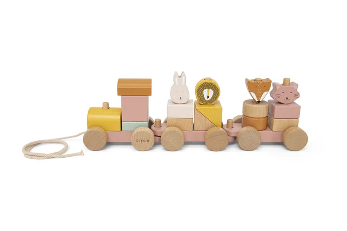 Holz Eisenbahn mit Steckformen Trixie Rosa