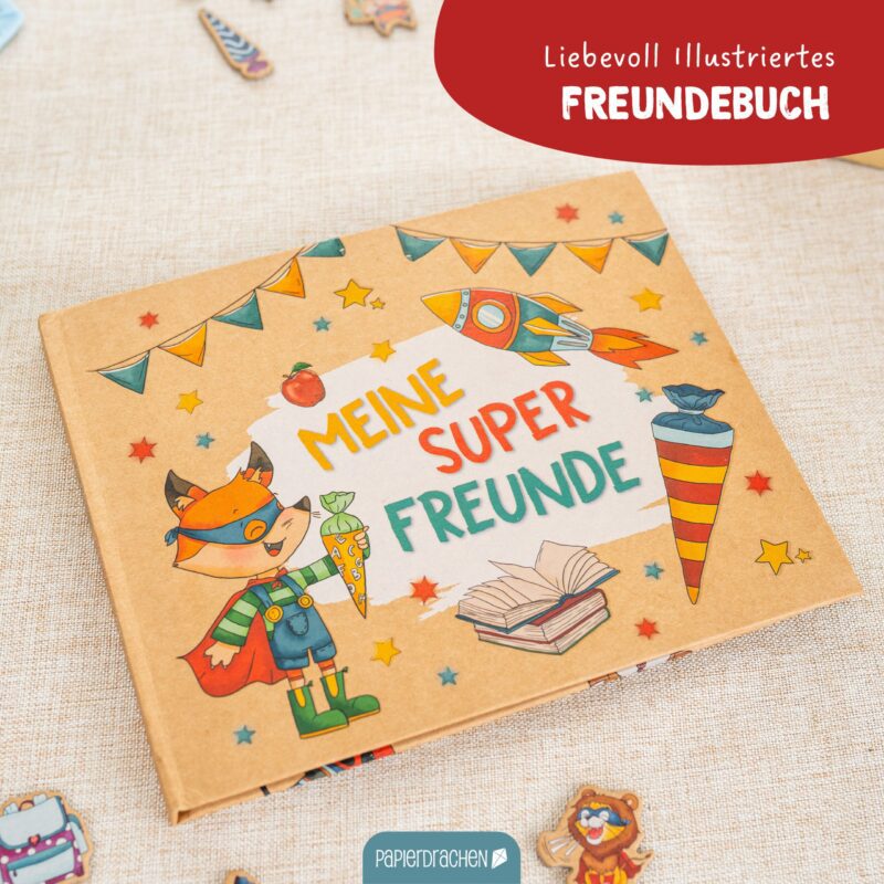 Freundebuch für Kinder in der Schule - Superheld