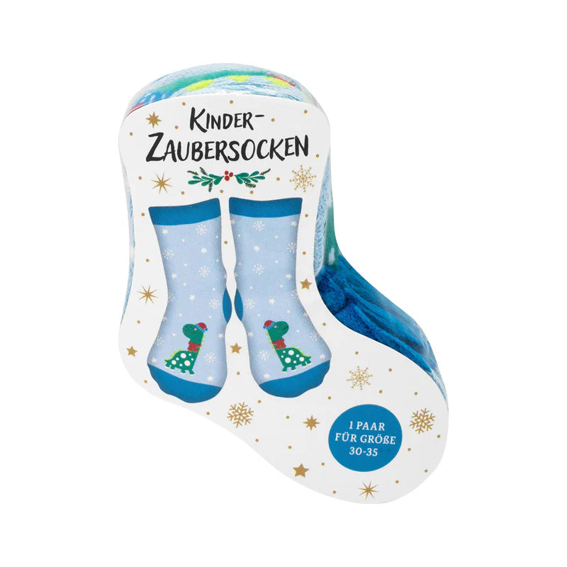 Zaubersocken Gross Dino Winter Blau