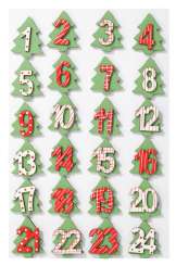 Adventskalender Holzzahlen Tannenbaum Grün-Rot