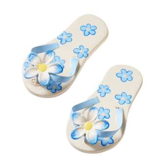 Wichtelzubehör Flip Flops Blau mit Blume