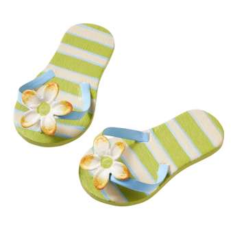 Wichtelzubehör Flip Flops Grün mit Blume