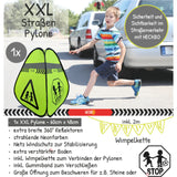 2 Straßenwarnschild mit Wimpelkette - Achtung spielende Kinder
