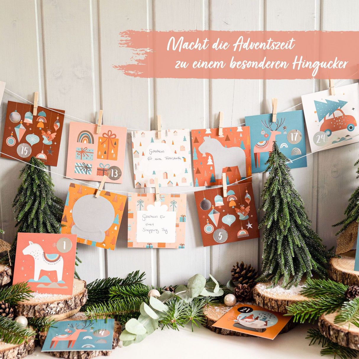 Adventskalender zum Rubbeln Boho