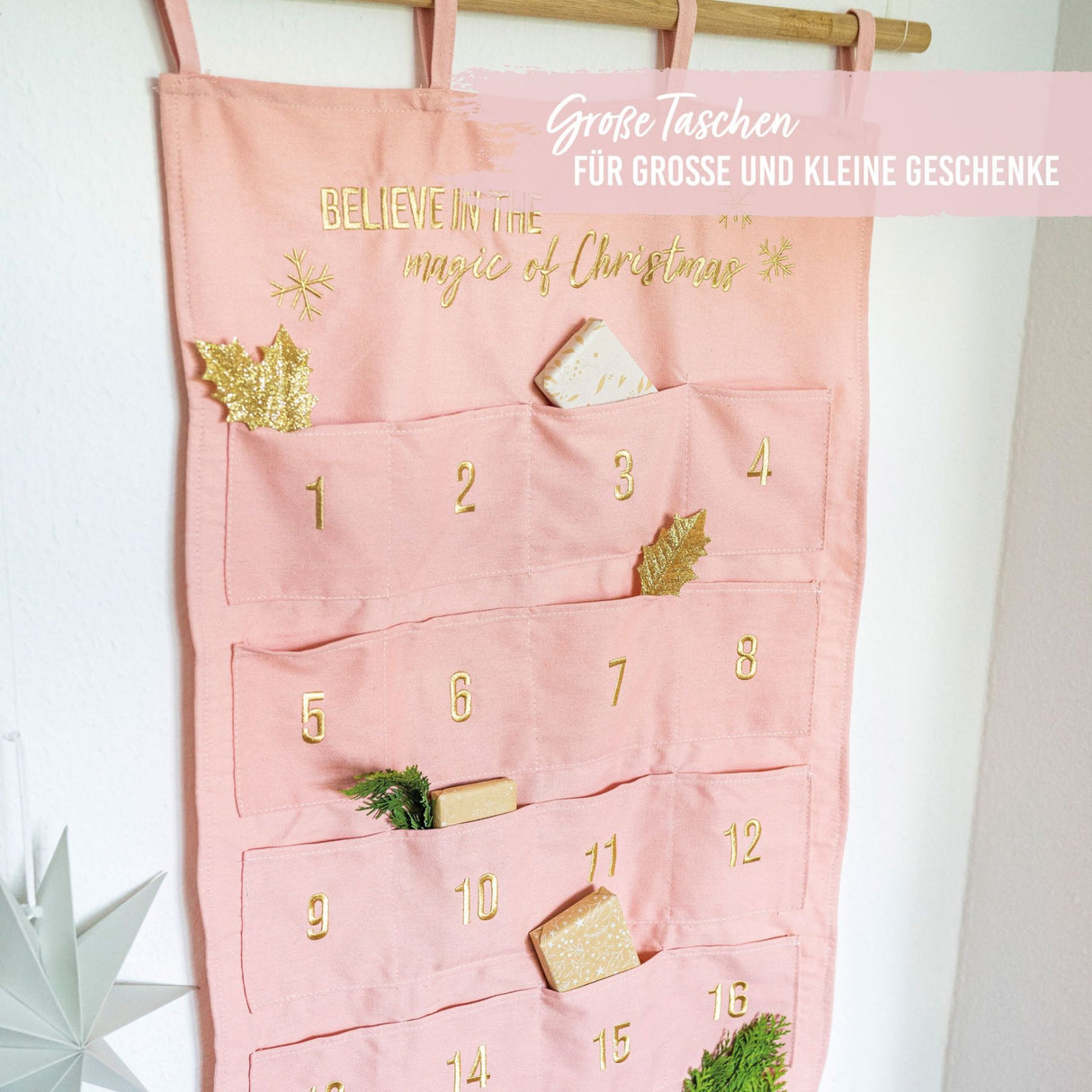 Adventskalender Wandteppich Rosa