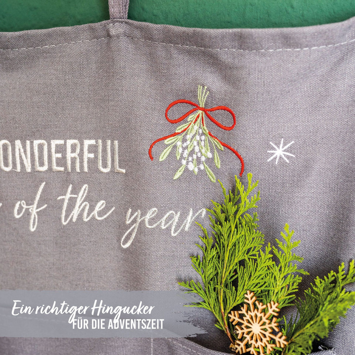 Adventskalender Wandteppich Grau