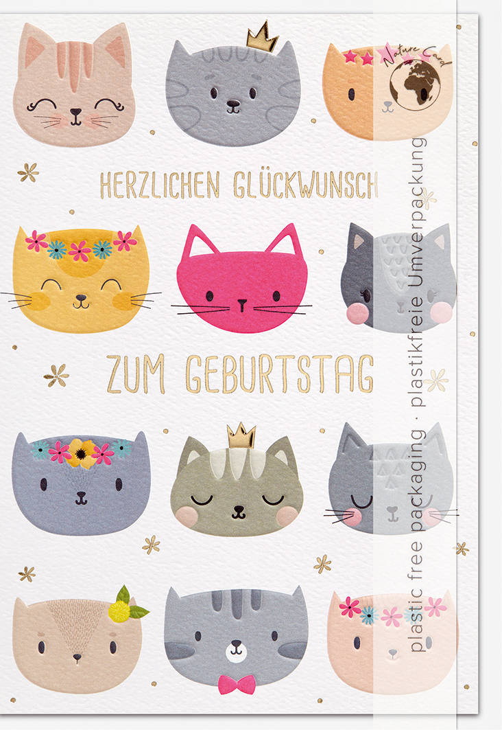 Geburtstagskarte Katzen Gestanzt