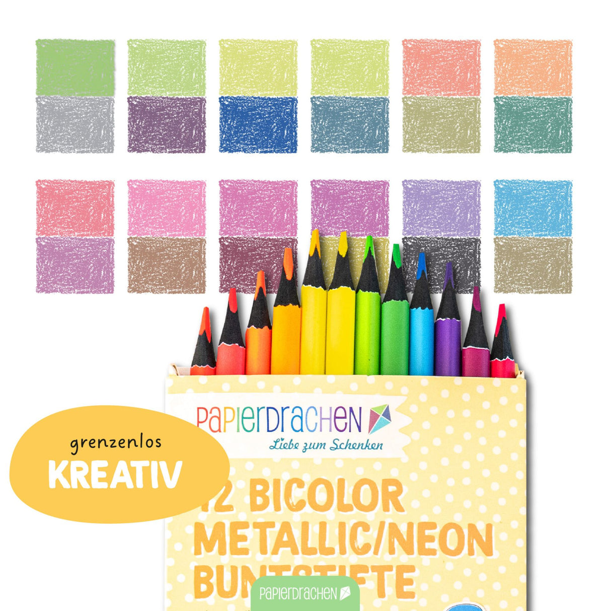 Bicolor Buntstifte Neon und Metallic