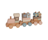 Holz Eisenbahn mit Steckformen Zootiere Pastell