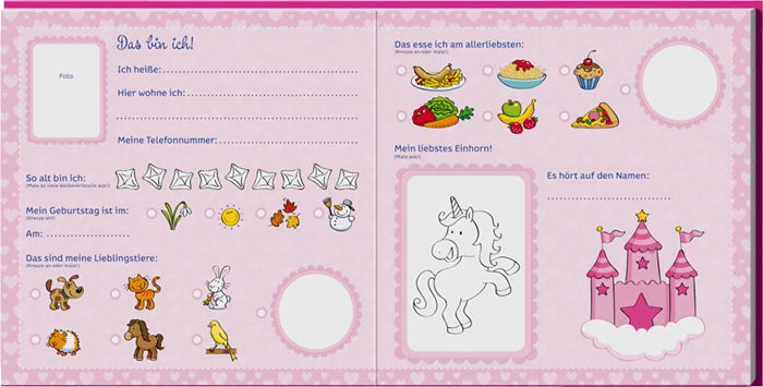 Freundebuch für Kinder im Kindergarten - Einhorn Regenbogen Glitzerglück