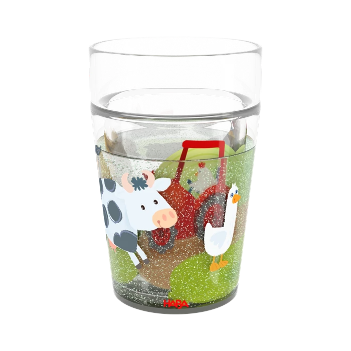 Glitzer Zahnputz Trinkbecher Bauernhoftiere