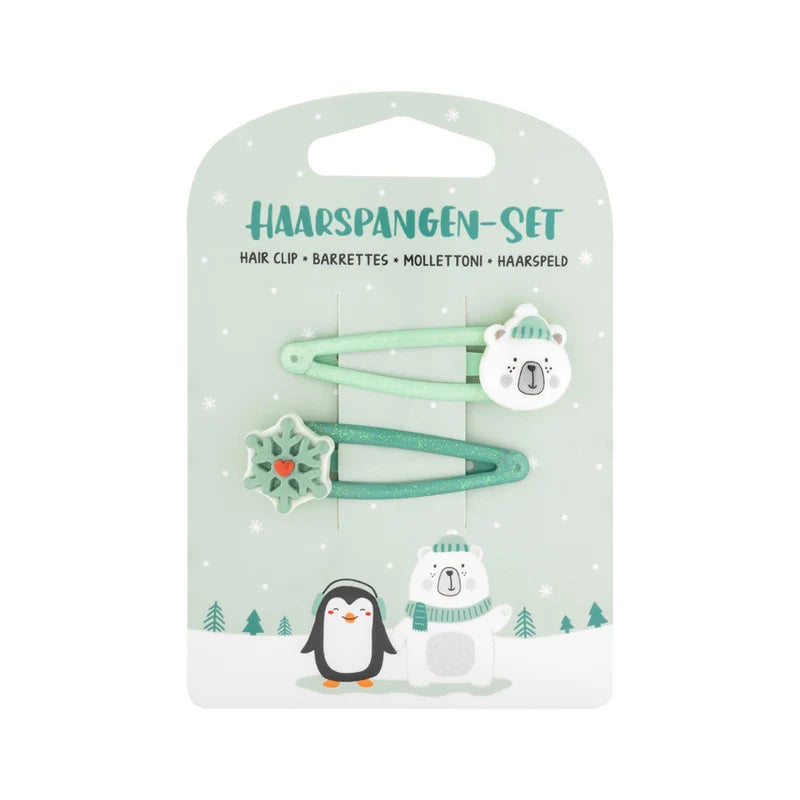 Haarspangen 2er Set Winter Eisbär