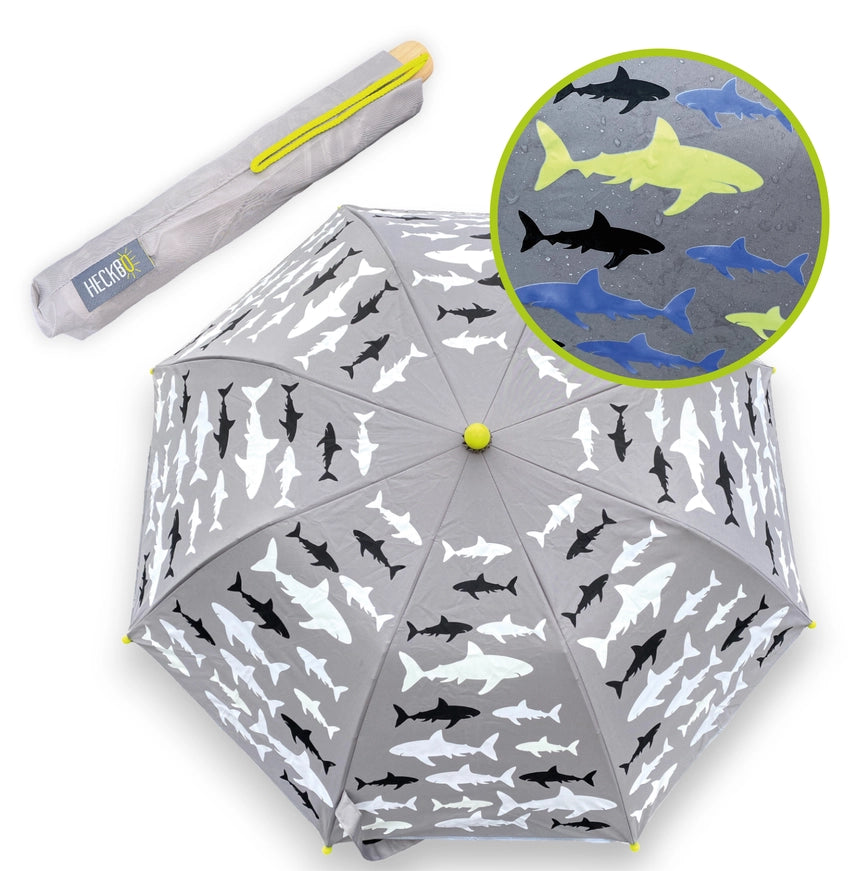 Kinder Regenschirm mit Farbwechsel Haifisch