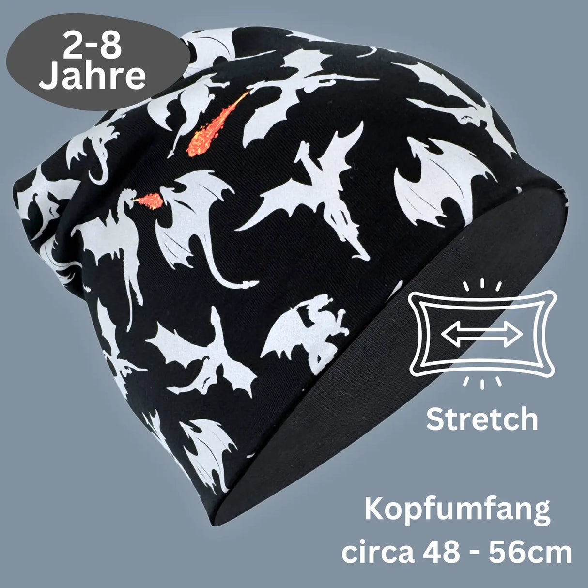 Kinder Beanie Mütze & Loop Schal Reflektierend Drache
