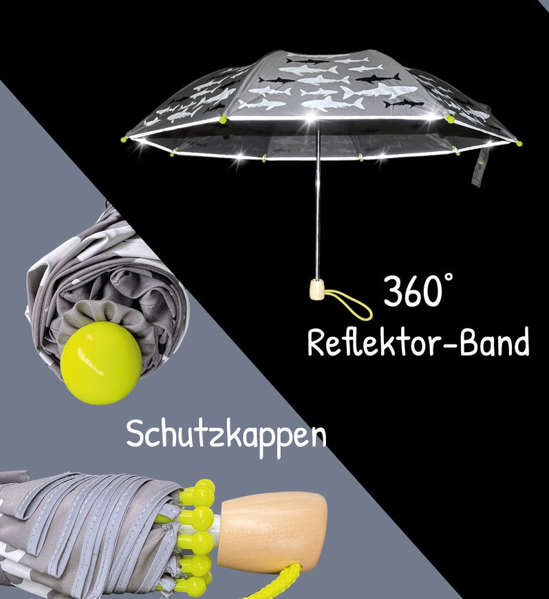 Kinder Regenschirm mit Farbwechsel Haifisch