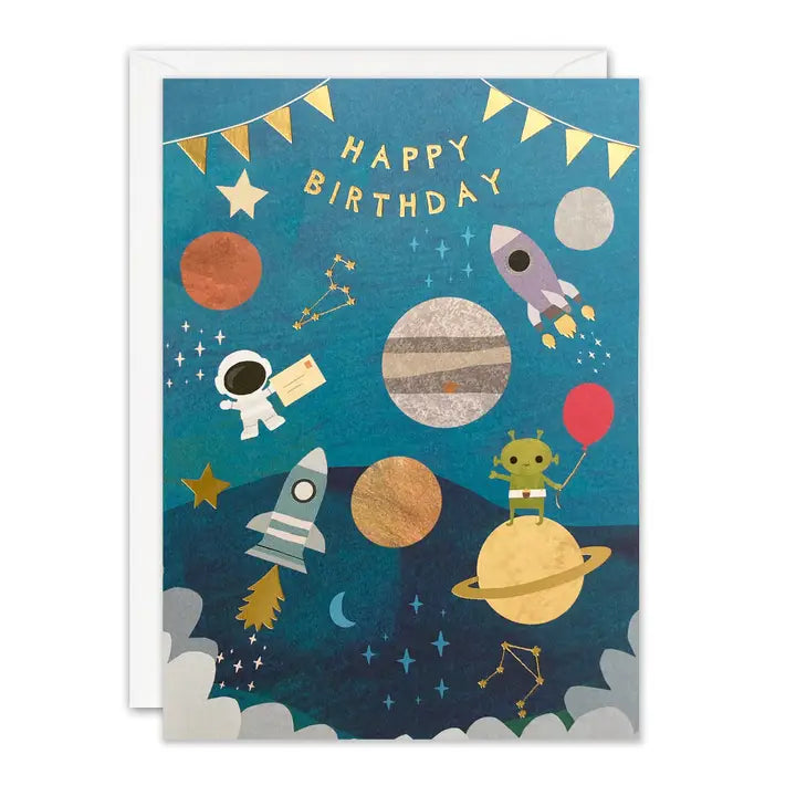 Geburtstagskarte Space Goldfolierung