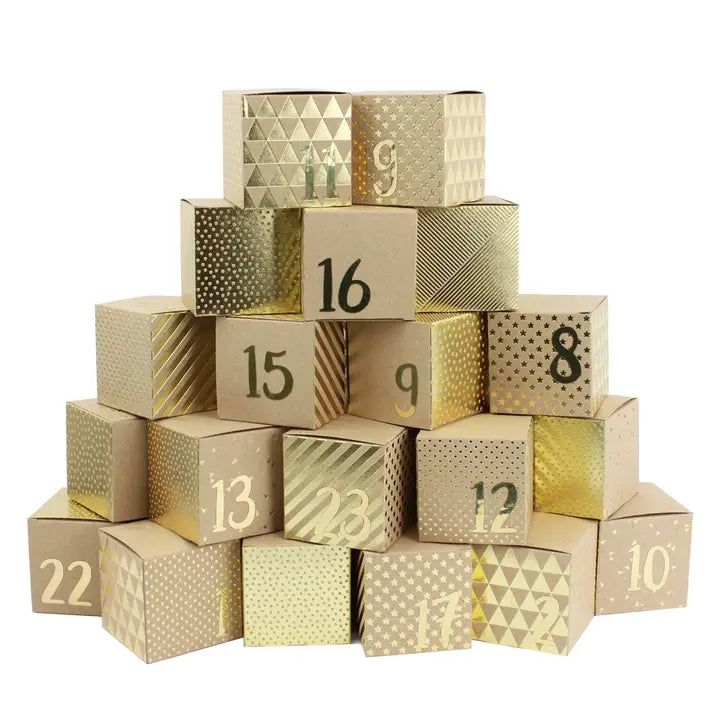 Adventskalender Schachteln mit Goldfolierung