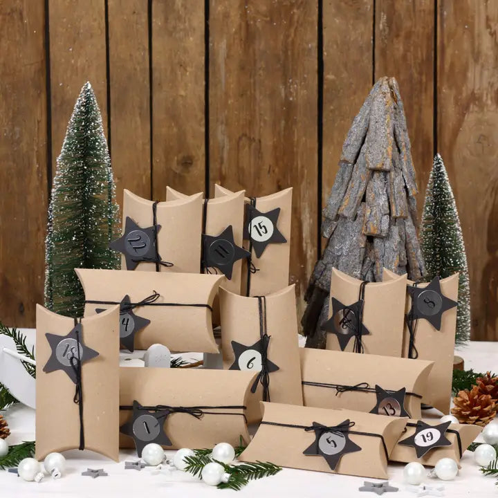 Adventskalender Pillowboxen Vintage Schwarz