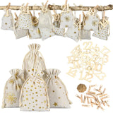 Adventskalender Stoffsäckchen mit Goldfolierung