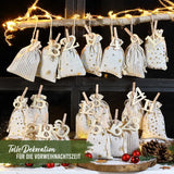 Adventskalender Stoffsäckchen mit Goldfolierung