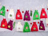 Adventskalender Stoffsäckchen Grün Rot