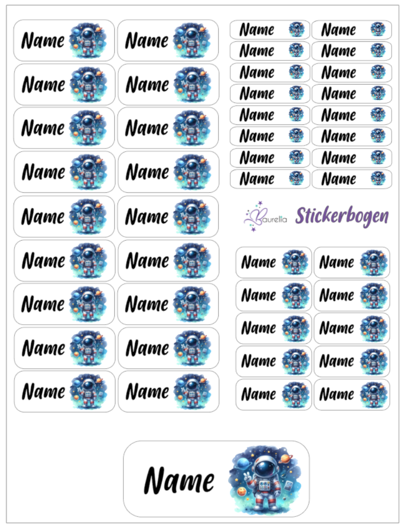 Baurelia Stickerset mit Name Astronaut 1